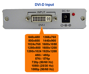 DVI Input Of The Digital DVI-D To Component Video Converter Scaler