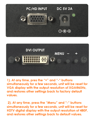 Input and output interonnects for allaboutadapters Multi-6 DVI Scaler(model: AV-6)