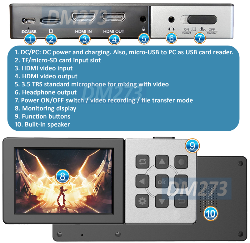 Premium 2-In-1 HD 1080P60 Recorder MP4 Player With 3.5