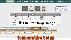 Temperature Warning Setup In Web Panel Of The Remote Power Switch