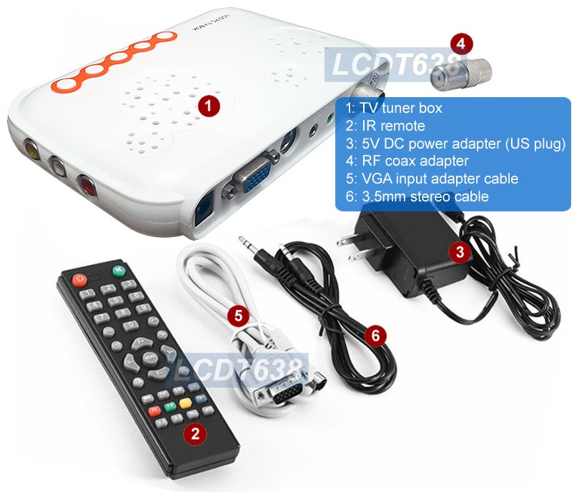RF Coax Composite To VGA Converter Box – NTSC/PAL TV Tuner With RCA & S-Video