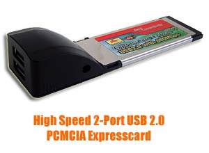High Speed 2-Port USB 2.0 PCMCIA 34-Pin ExpressCard 