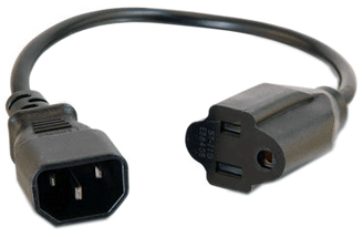IEC320 C14 Plug To 3-Prong NEMA 5-15 Outlet Adapter Cord 