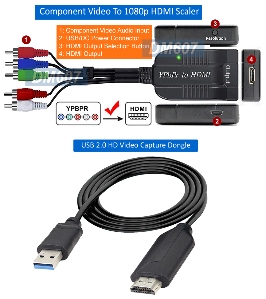 USB HD 1080P Component YPbPr HD Video Capture For Windows Mac Linux