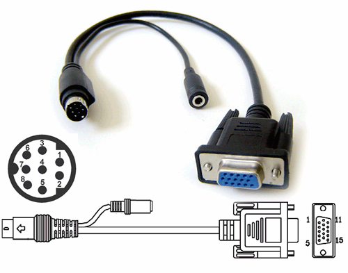 Sigma Designs RealMagic Card Adapter Cable – 8-Pin Round DIN To 15-Pin VGA (Tested)